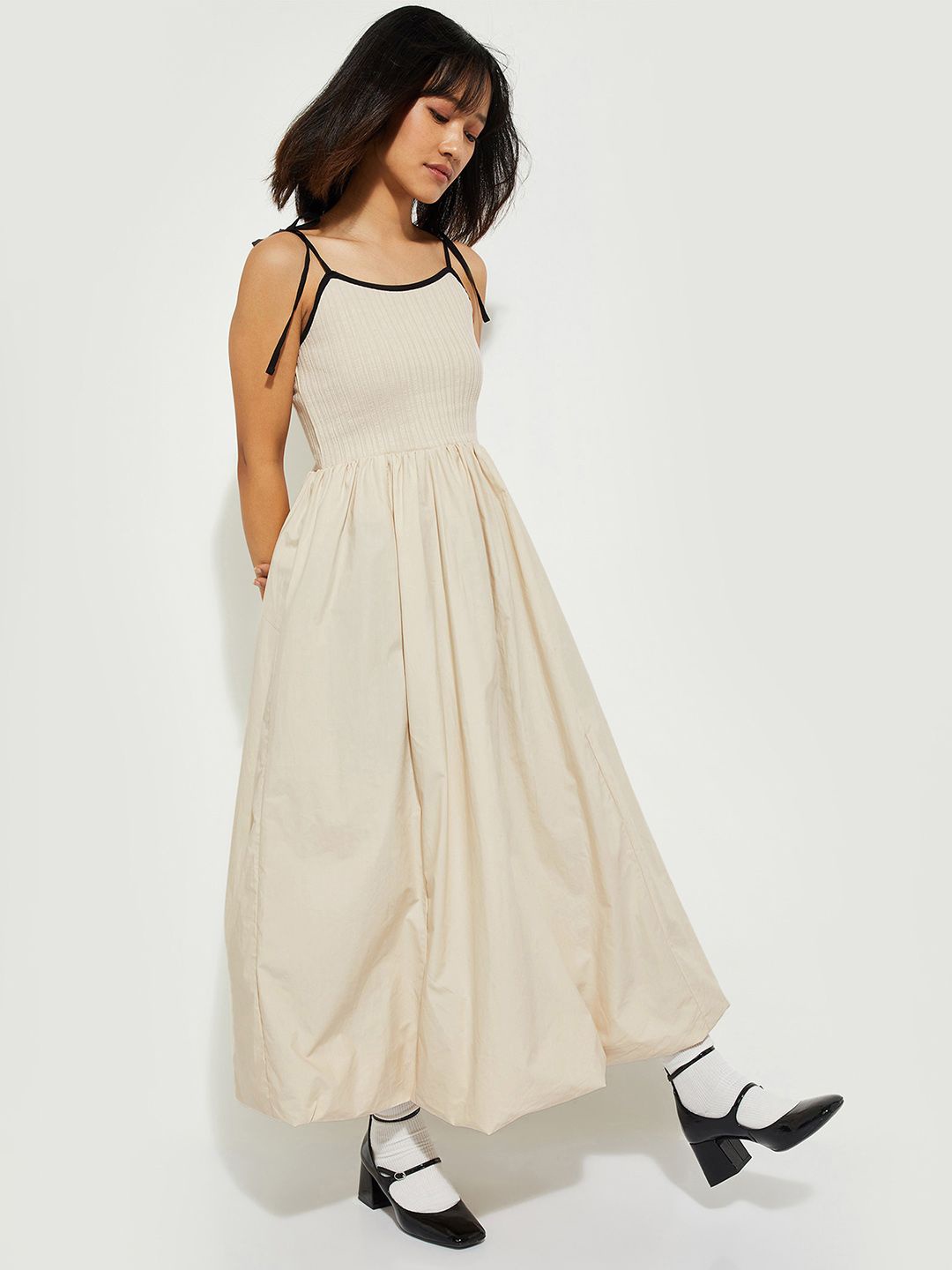 

Max Alaya F X Urb_N Women Solid Maxi Dress, Beige