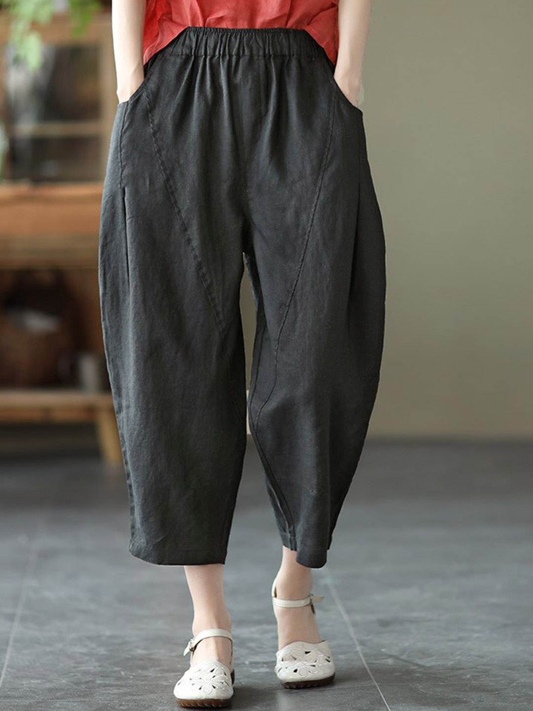 

StyleCast x Revolte Women Loose Fit Easy Wash Culottes Trousers, Black