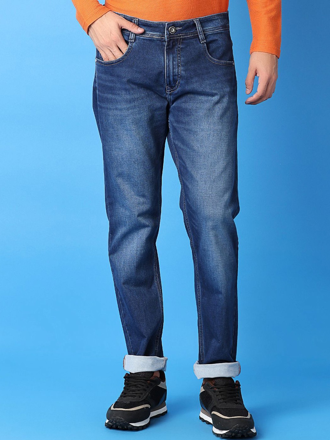 

V-Mart Men Slim Fit Heavy Fade Jeans, Blue