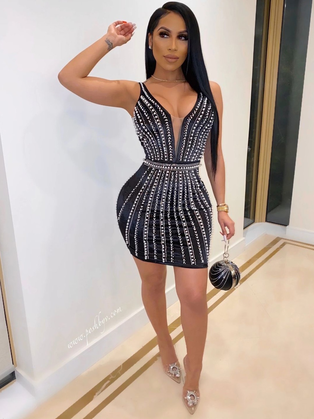 

Stylecast X KPOP Women Striped Fit & Flare Dress, Black