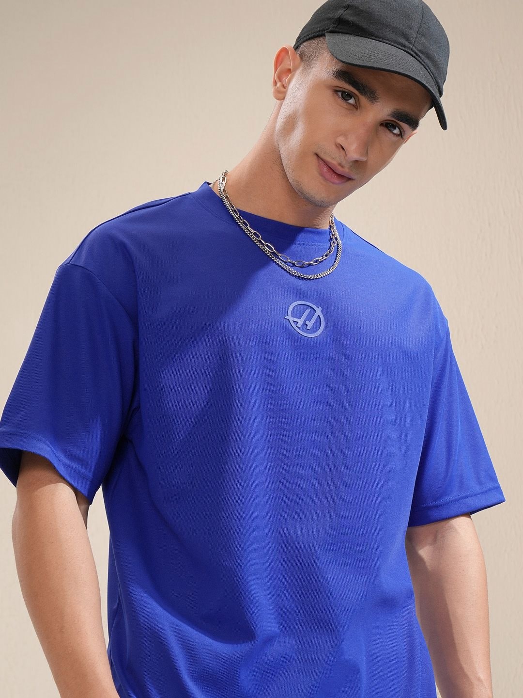 

HIGHLANDER Men Round Neck Brand Logo Relaxed Sport Tshirt, Blue