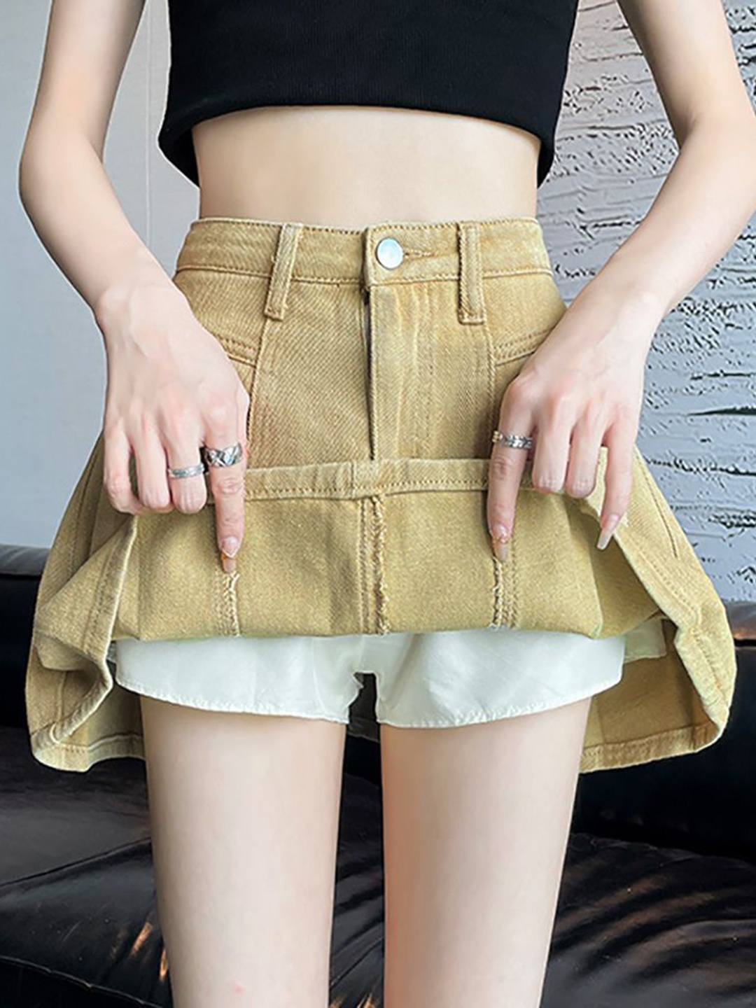 

StyleCast x Revolte Women Highly Distressed Jeans, Beige