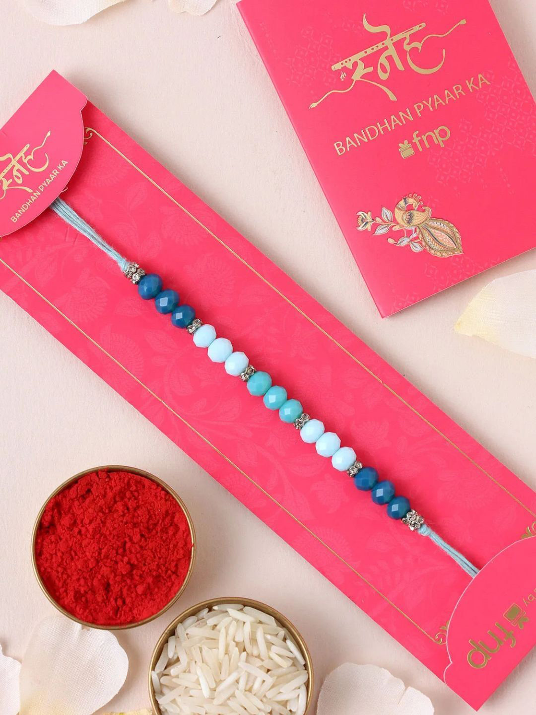 

fnp Tranquil Harmony Beaded Rakhi Mauli Rakhis, Blue