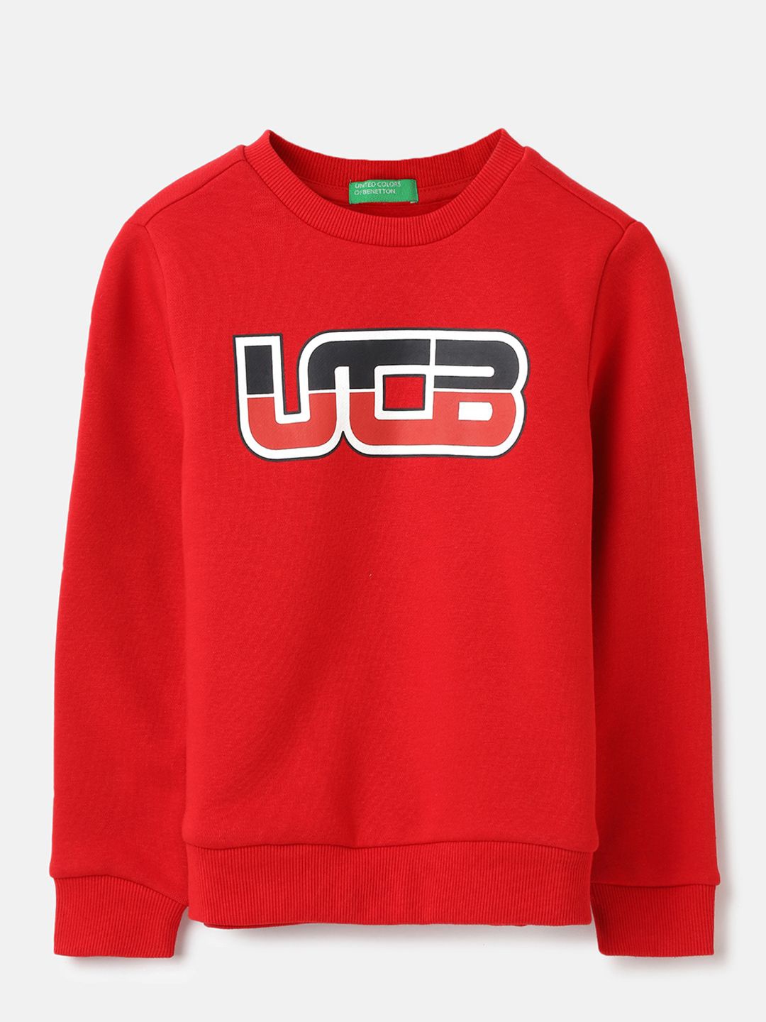 

United Colors of Benetton Boys Typography Printed Round Neck Sweatshirt, Red