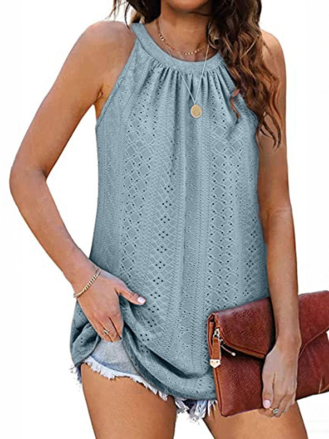 

StyleCast Women Self Design Round Neck Top, Blue