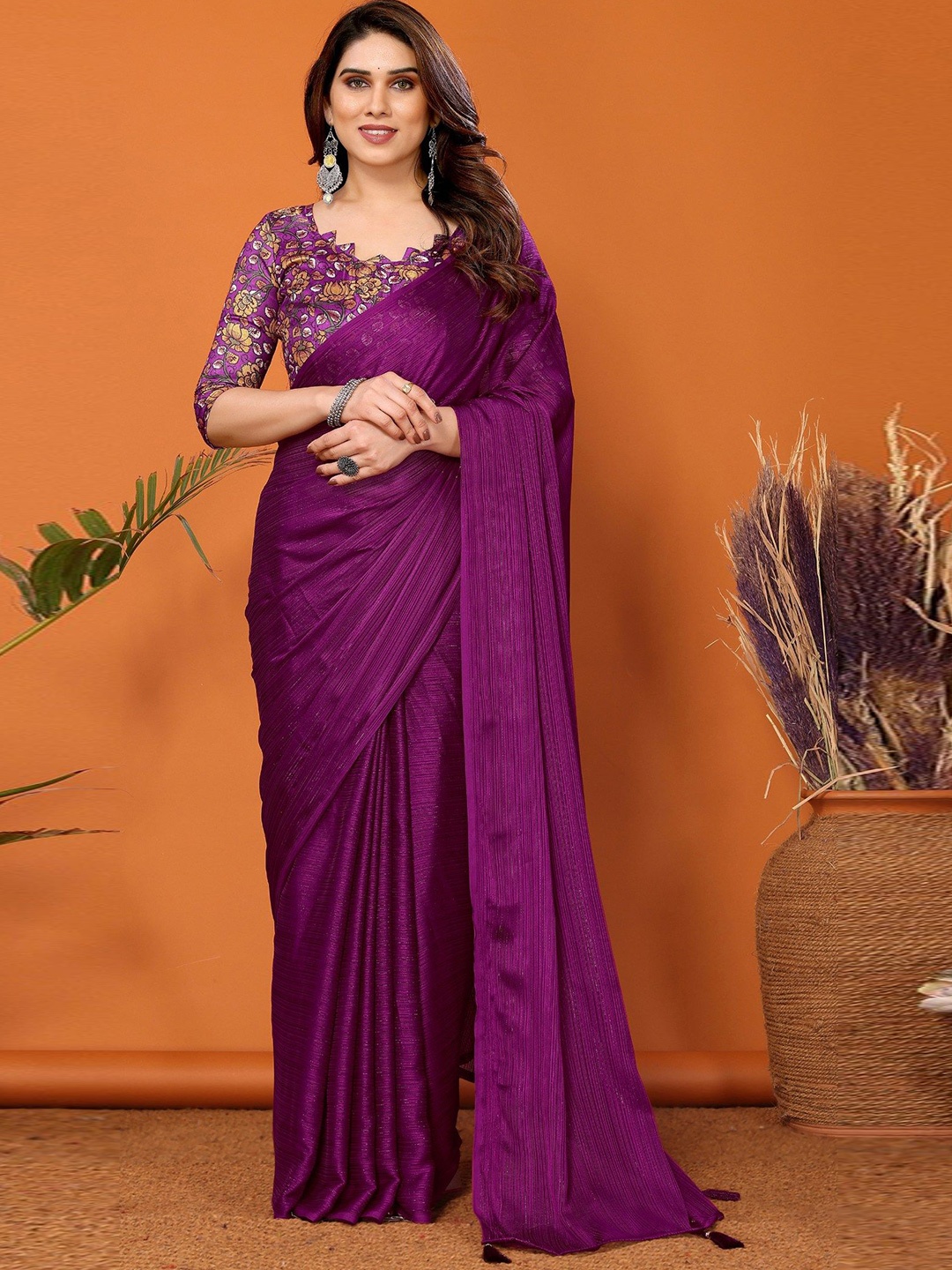 

MySilkLove Embellished Saree With Blouse Piece, Purple
