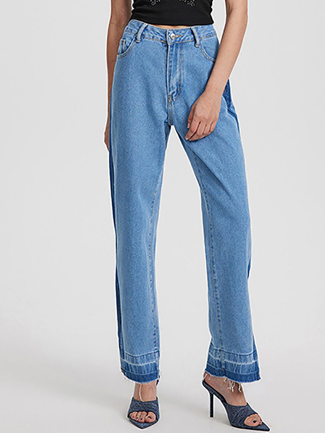 

StyleCast x Revolte Women Low Distress Jeans, Blue