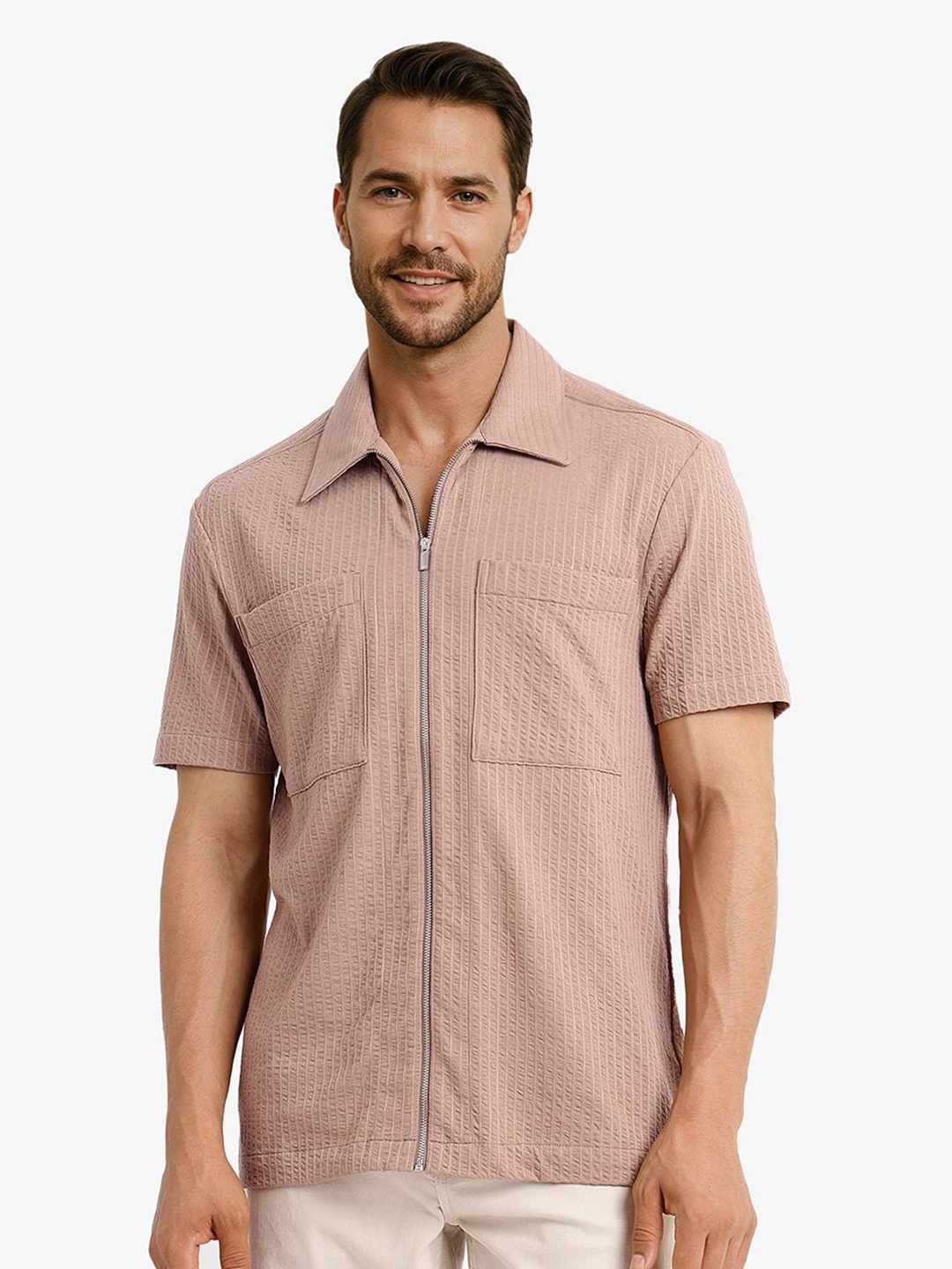 

RARE RABBIT Men Comfort Boxy Opaque Checked Casual Shirt, Brown