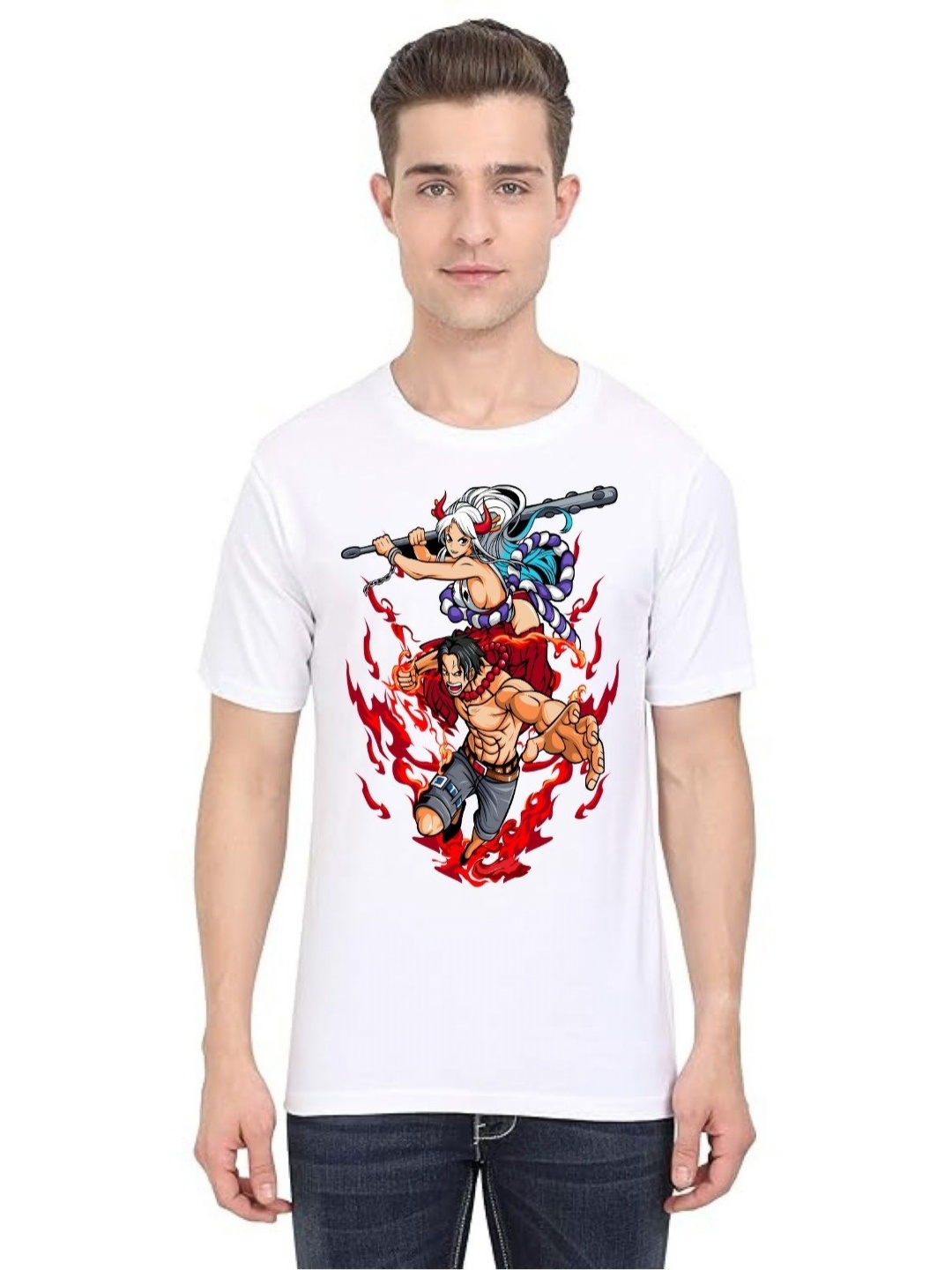 

BAESD Men Printed Sublimation Applique T-shirt, White