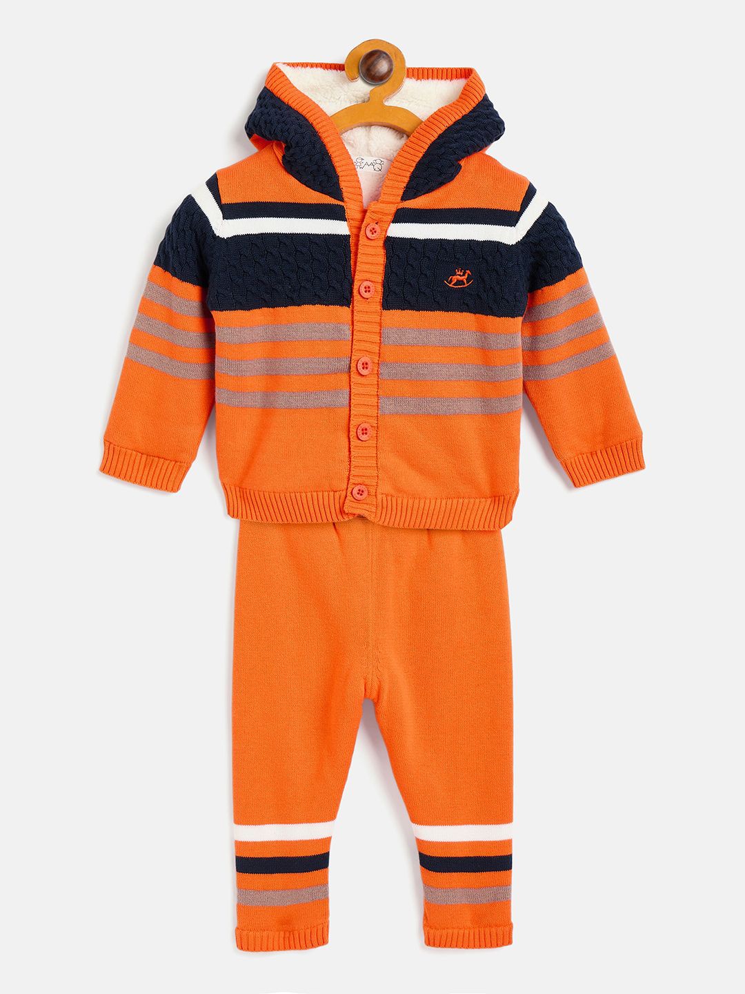 

JWAAQ Boys Striped Hooded Long Sleeves Sweater with Joggers, Orange