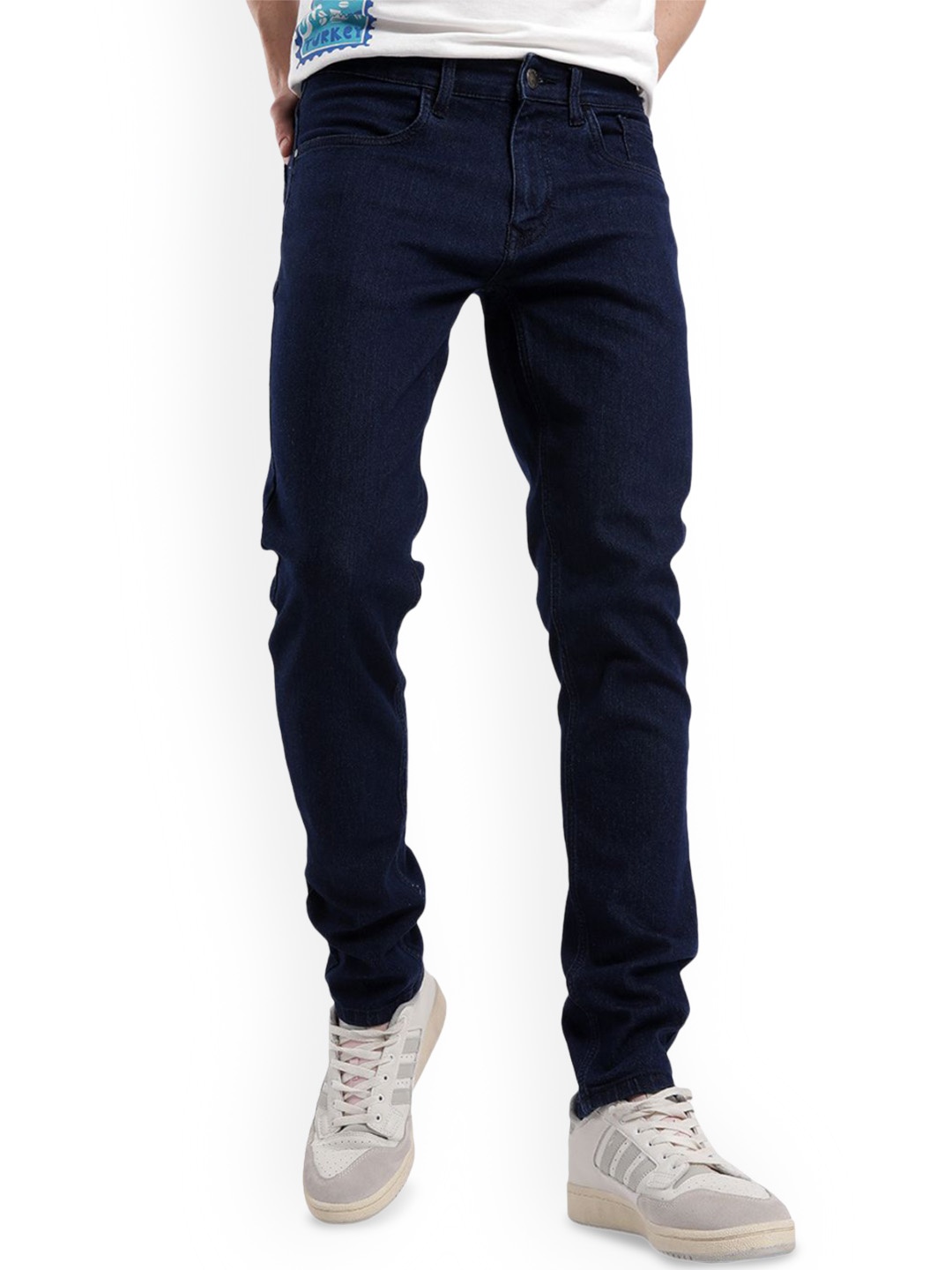 

WROGN Men Comfort Slim Fit Low Distress Jeans, Blue