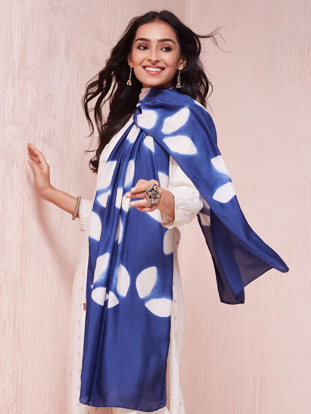 

Fabindia Women Printed Stole, Blue