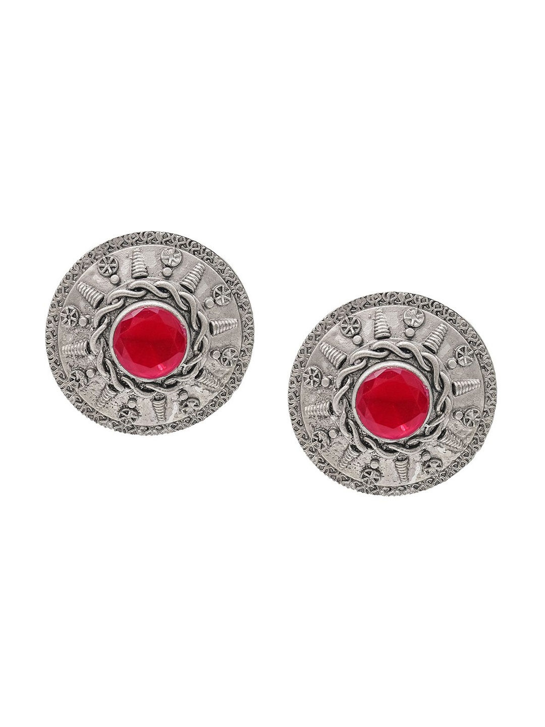 

Shining Jewel - By Shivansh Contemporary Studs Earrings, Maroon