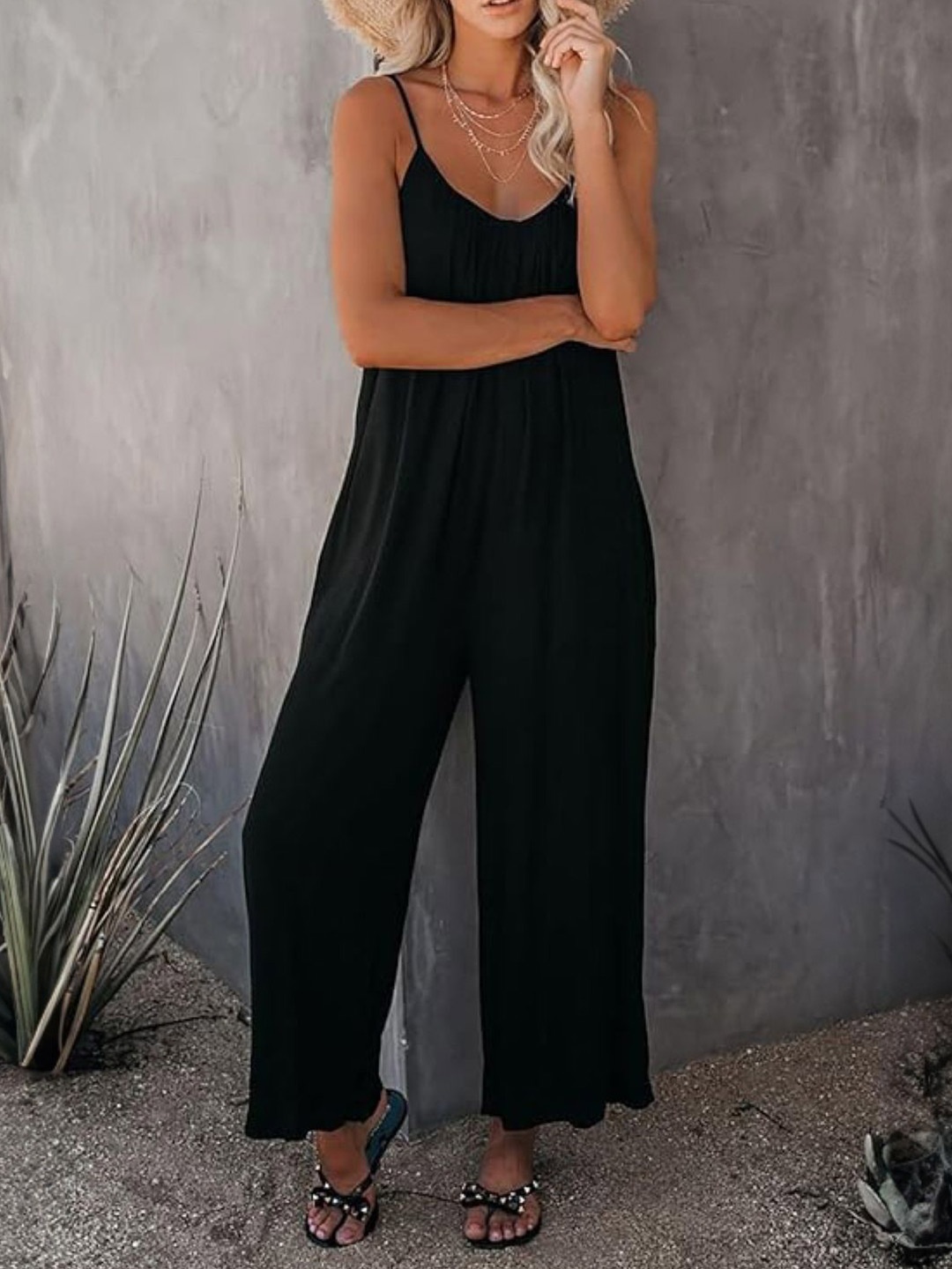 

Stylecast X KPOP Women Shoulder Straps Solid Basic Jumpsuit, Black