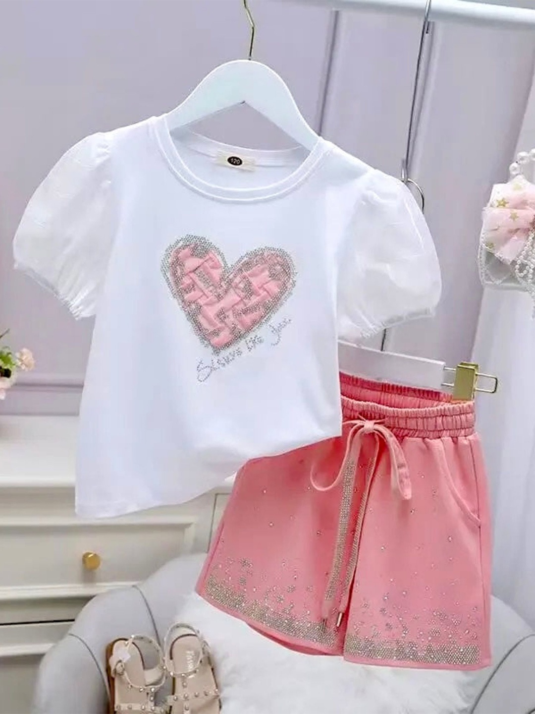 

TrendyKid Girls Embellished T-shirt with Shorts, White