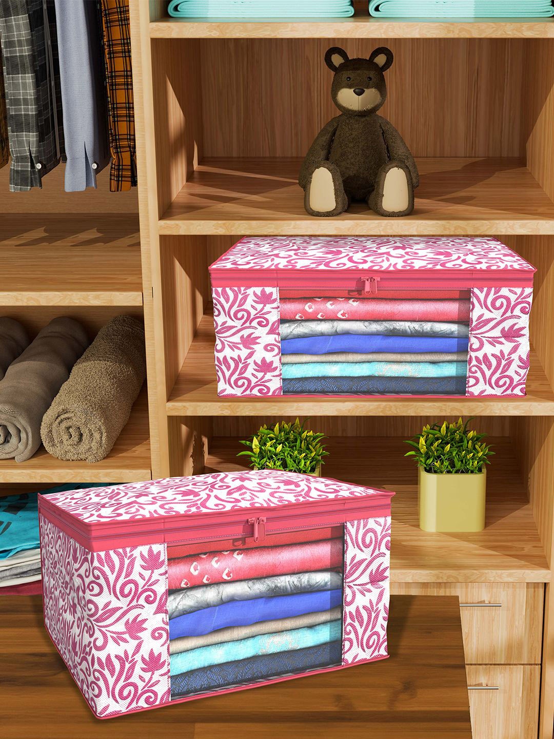 

Kuber Industries Pink & Red 24 Pieces Printed Foldable Multi Utility Organisers