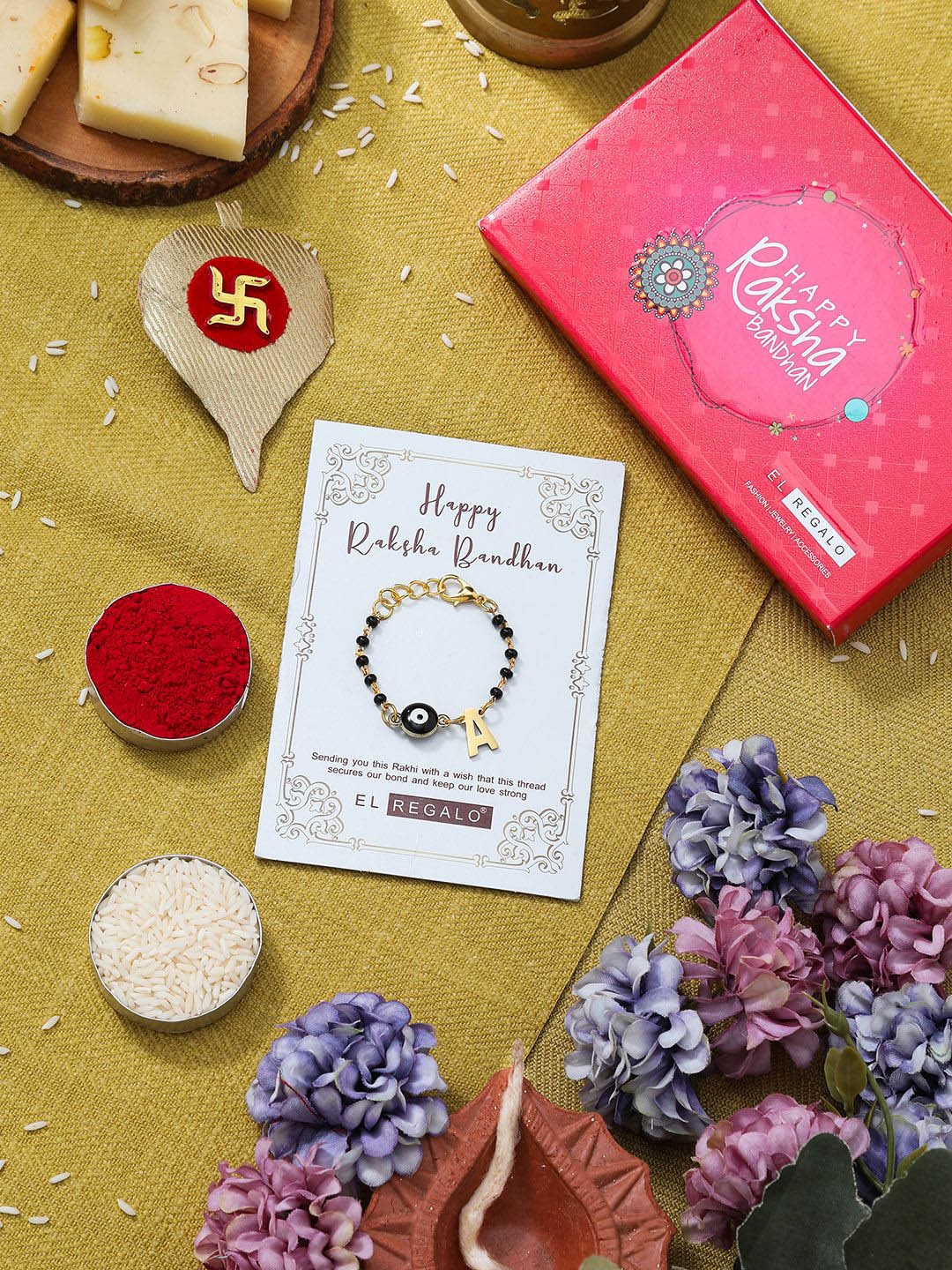 

EL REGALO Evil Eye Charm Rakhi Gift Set, Gold