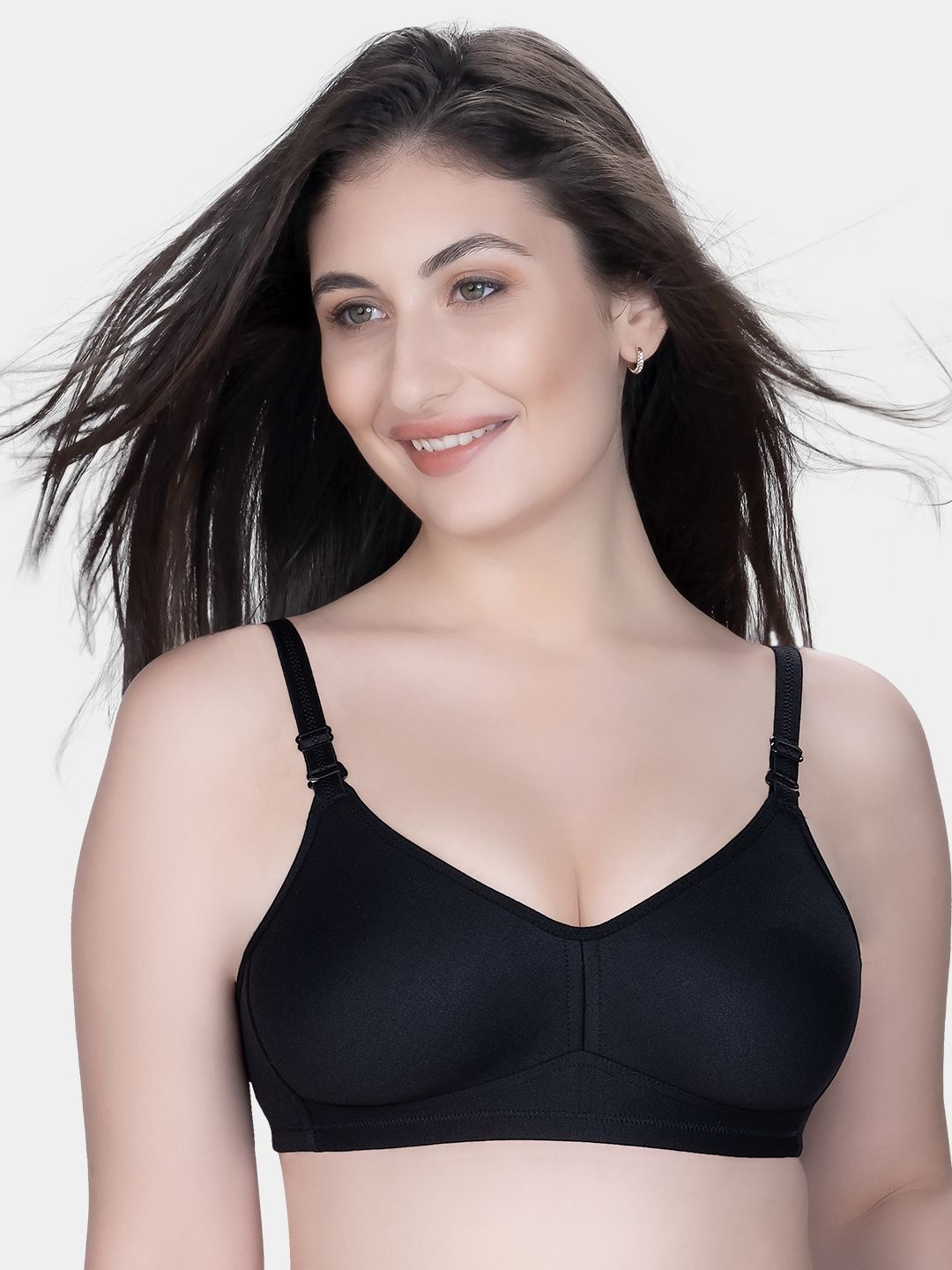 

Trylo Riza Minimizer Cotton Fabric Non-Padded Non-Wired Seamless Molded Bra, Black