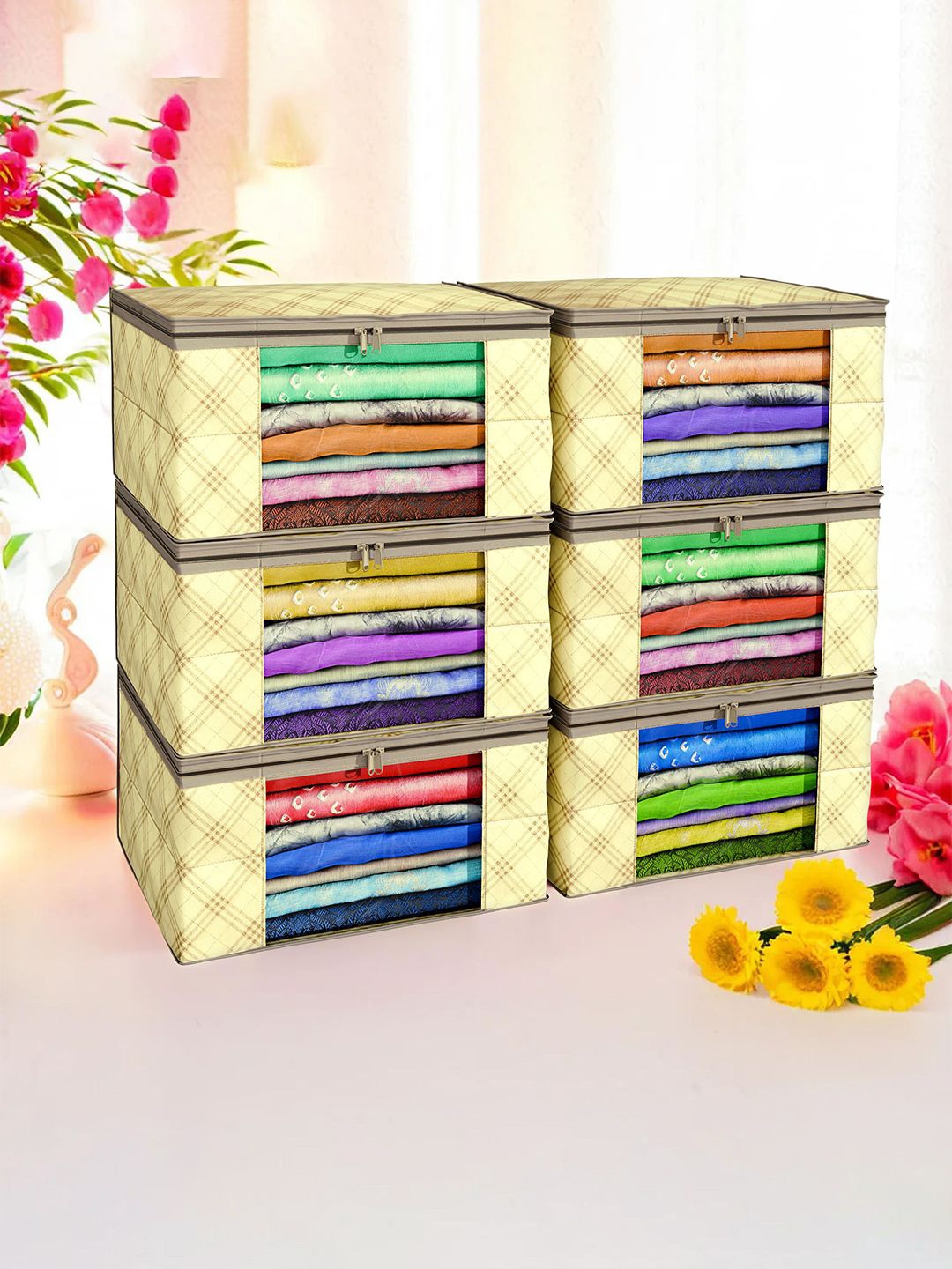 

Kuber Industries Cream-Coloured Set of 6 Regular Drawer Organiser Organisers