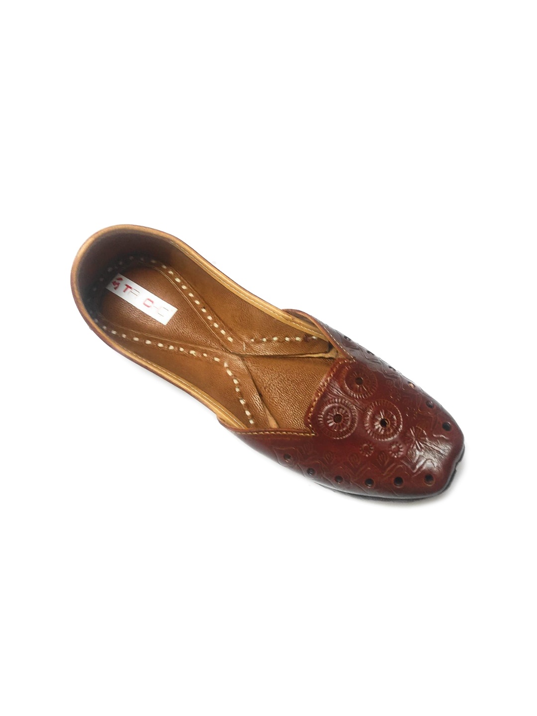 

Ta Chic Women Textured Ethnic Mojaris Flats, Brown