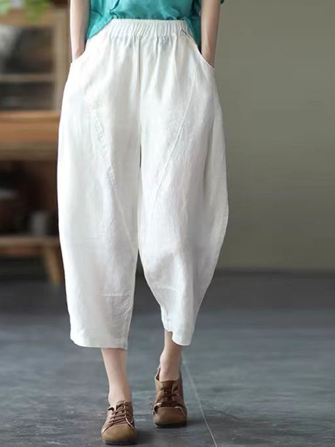 

StyleCast x Revolte Women Loose Fit Easy Wash Trousers, White
