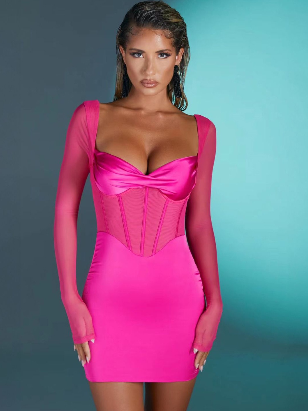 

StyleCast Sweetheart Neck Bodycon Mini Dress, Pink