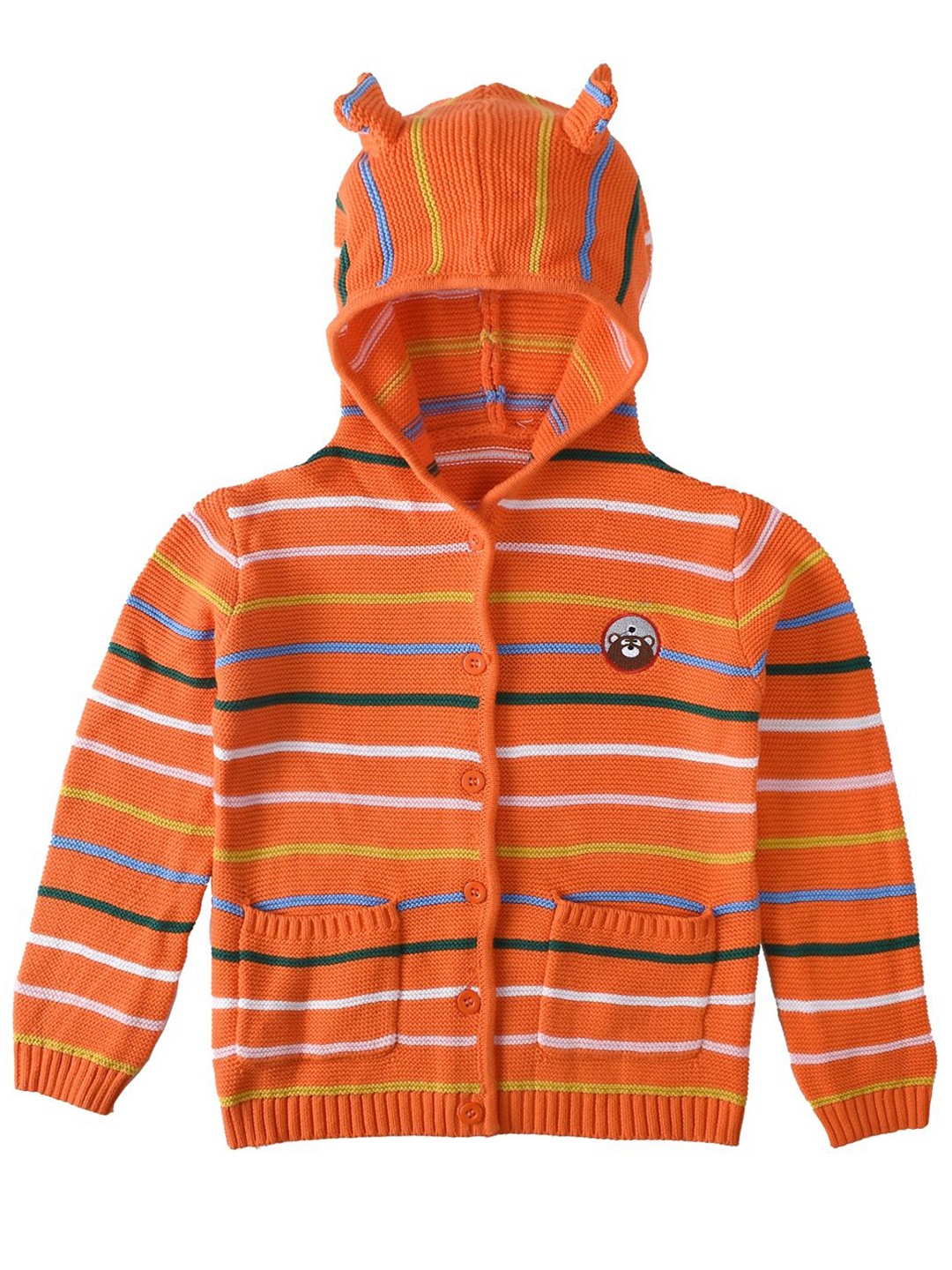 

Bold N Elegant Unisex Kids Striped Cardigan, Orange