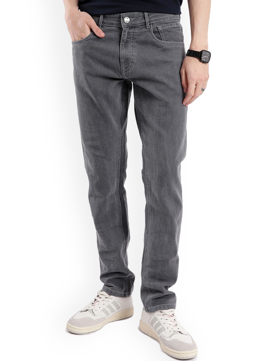 

WROGN Men Comfort Slim Fit Mildly Distressed Jeans, Grey