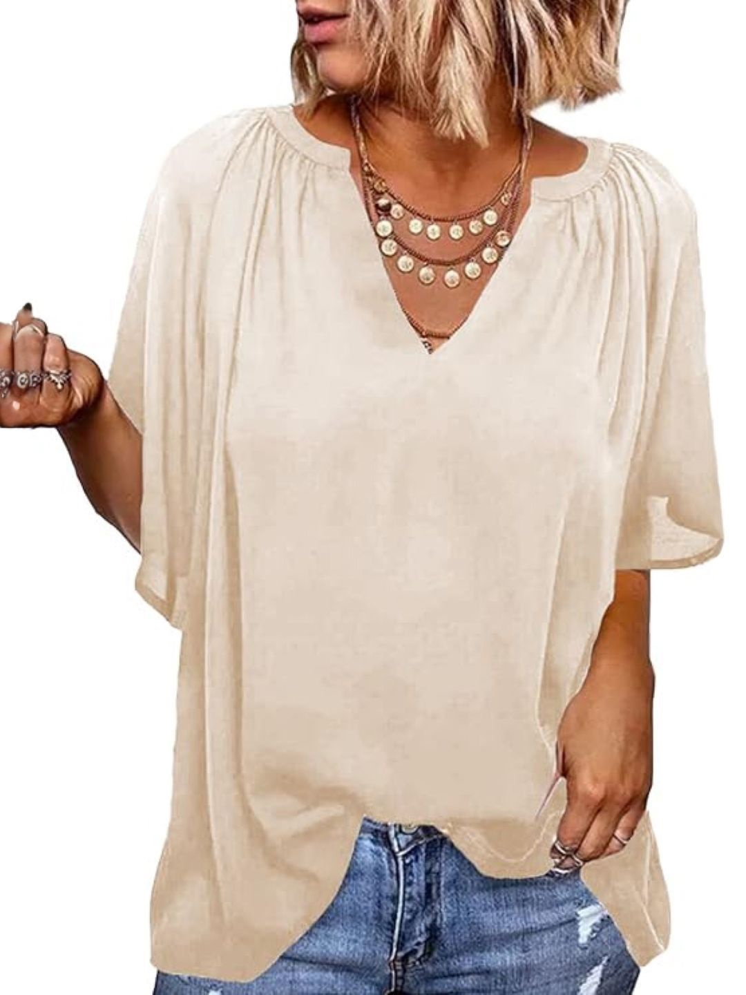

StyleCast Women Solid Round Neck Top, Off white