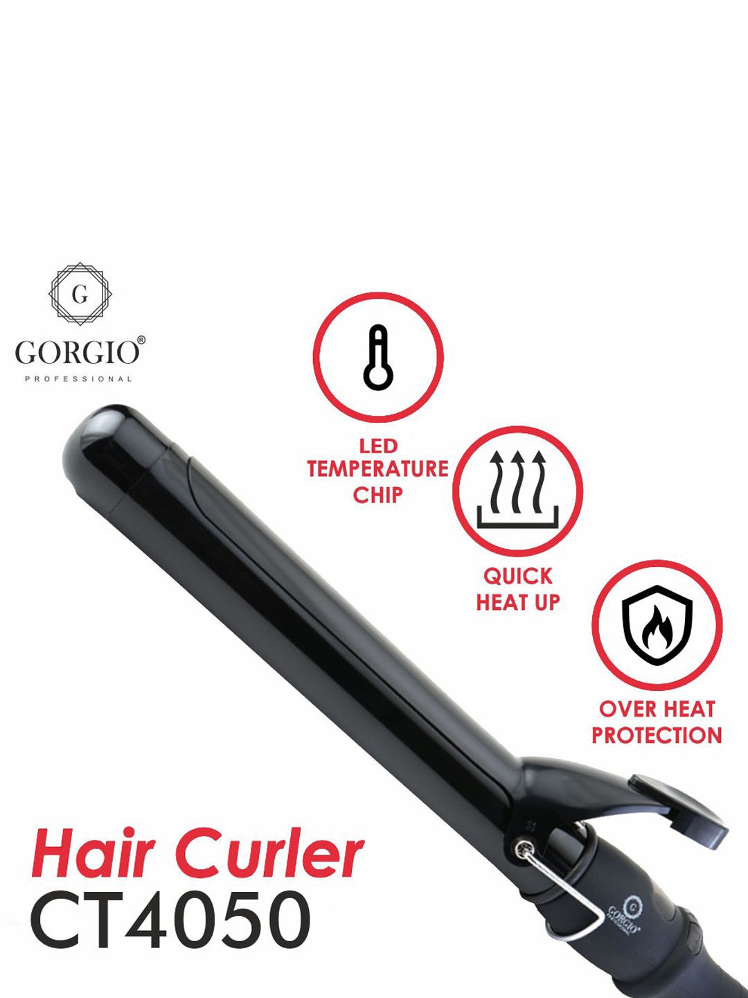 

GORGIO PROFESSIONAL Ceramic Plate Hair Curler- CT 4050, Black