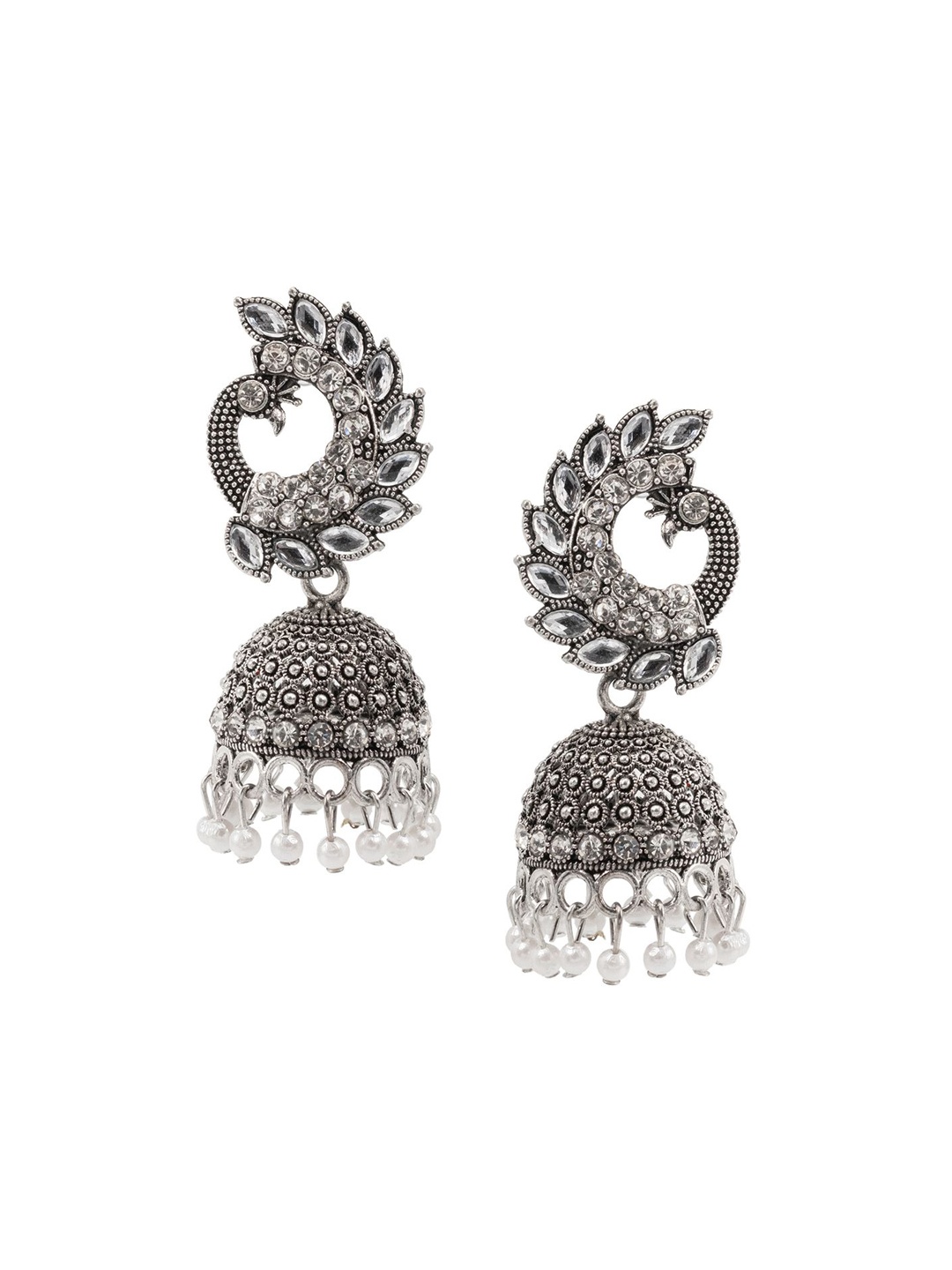 

Shining Jewel - By Shivansh Contemporary Jhumkas Earrings, Silver