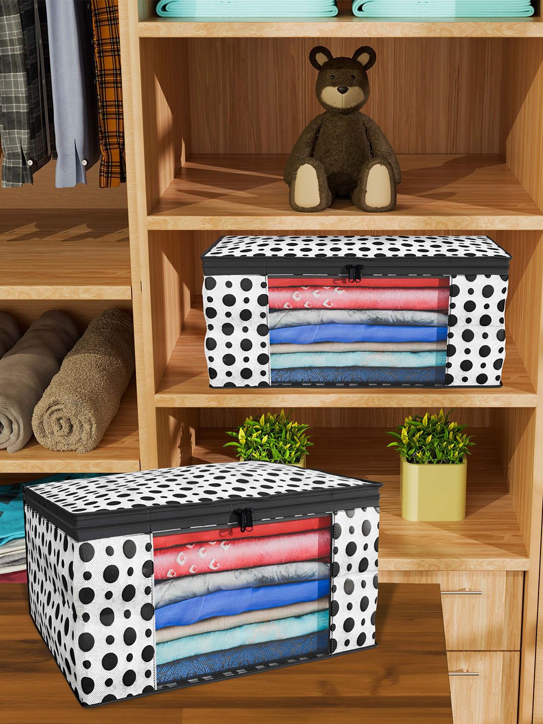 

Kuber Industries White & Orange 6 Pieces Printed Drawer Organisers