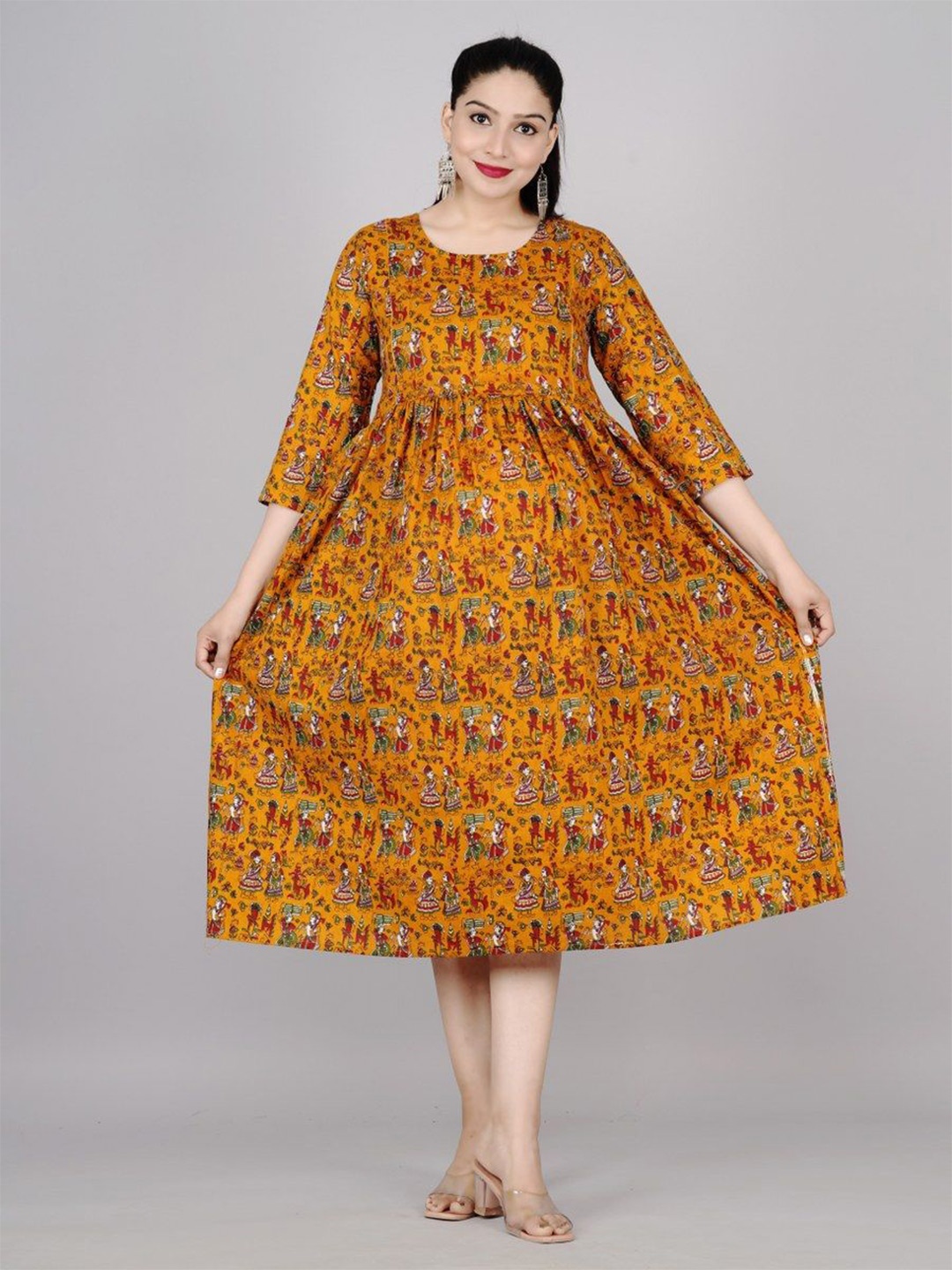 

TANISHA Printed Maternity Empire Midi Dress, Yellow