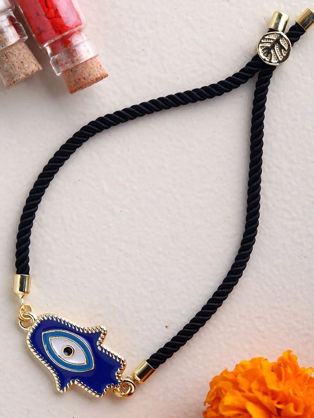 

fnp Hamsa Bracelet Style Rakhi American Diamond, Blue