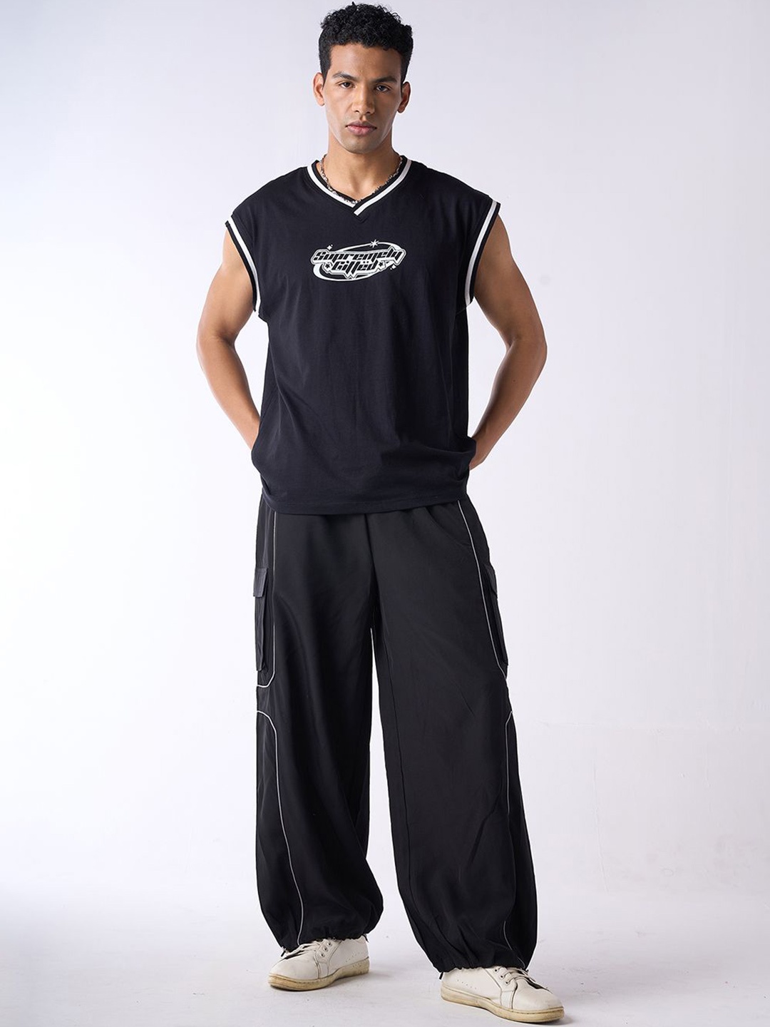 

IZF Cargo Air Piping Parachute Pants, Black