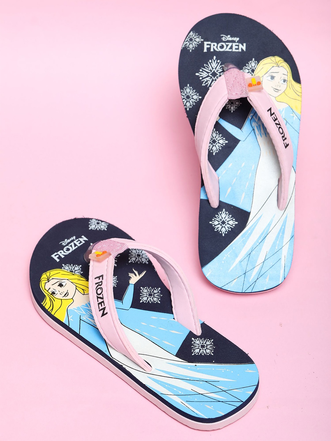 

toothless Girls Printed Rubber Thong Flip-Flops, Navy blue