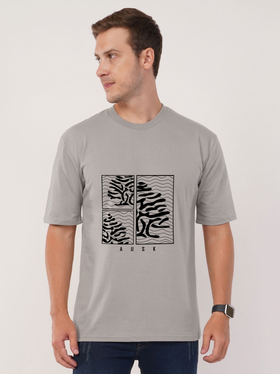 

AUSK Men Raw Edge T-shirt, Grey
