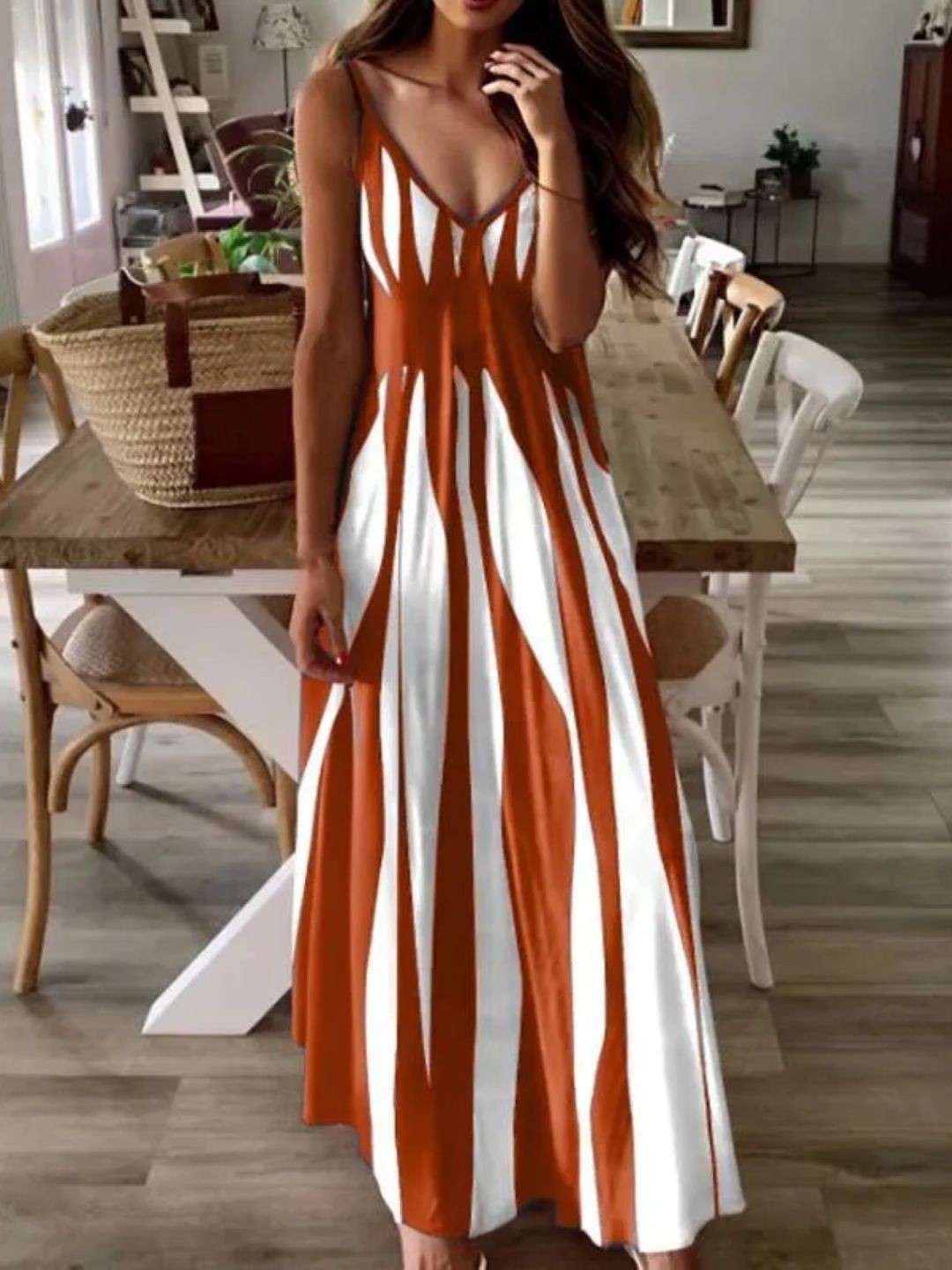 

StyleCast Striped Maxi Dress, Brown