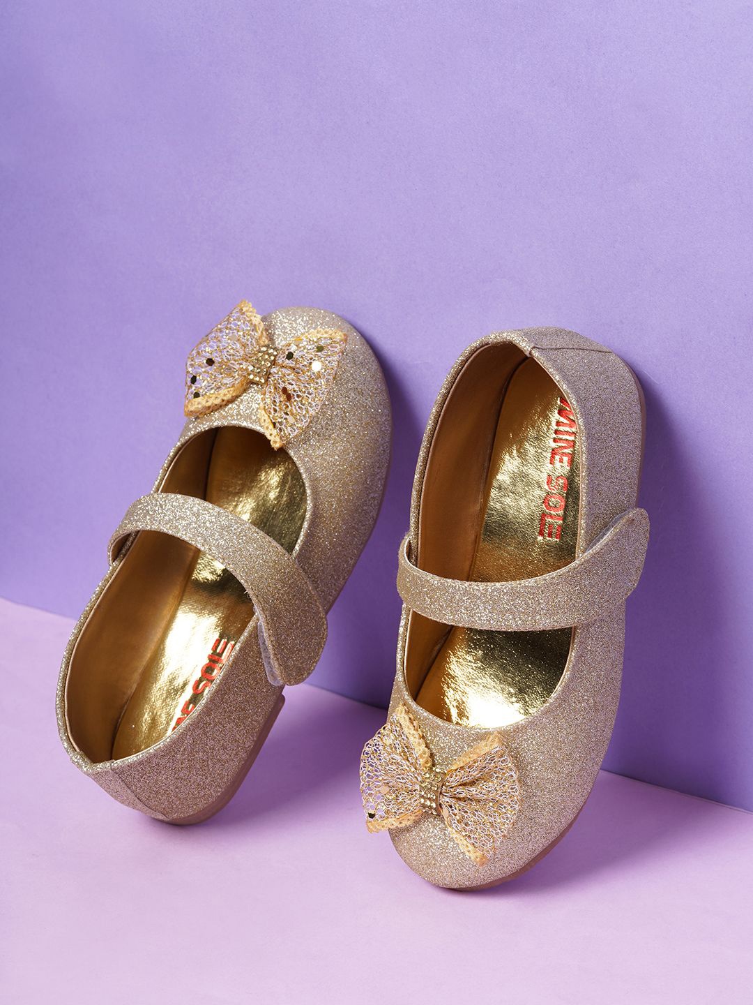 

Minesole Girls Embellished Ballerinas Flats, Gold