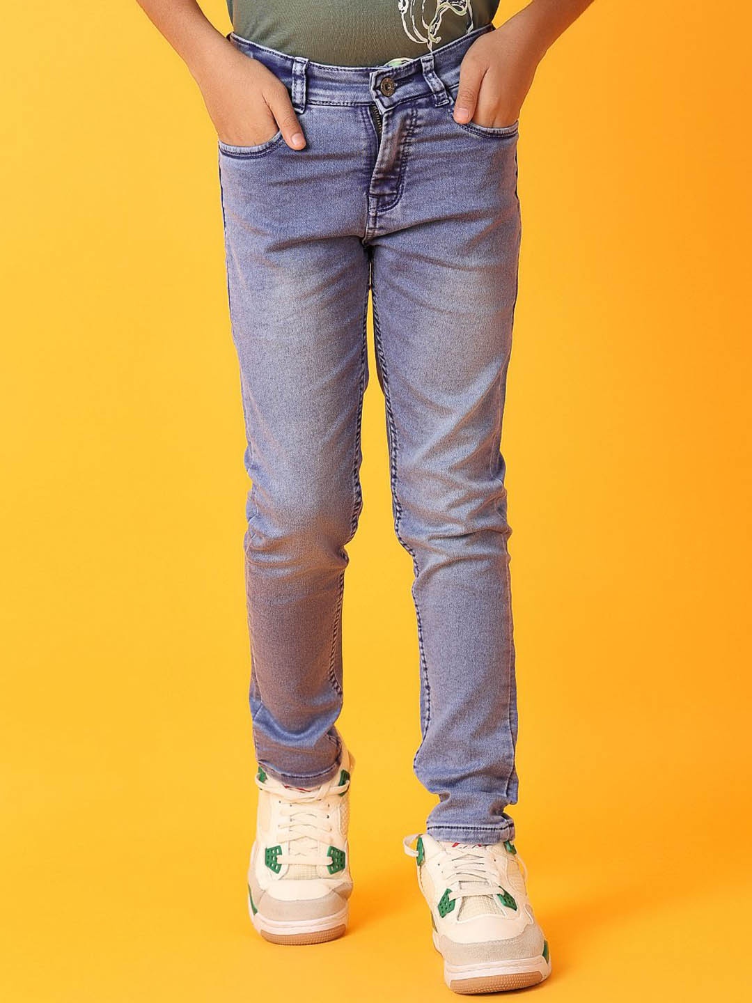 

V-Mart Boys Mildly Distressed Heavy Fade Jeans, Blue