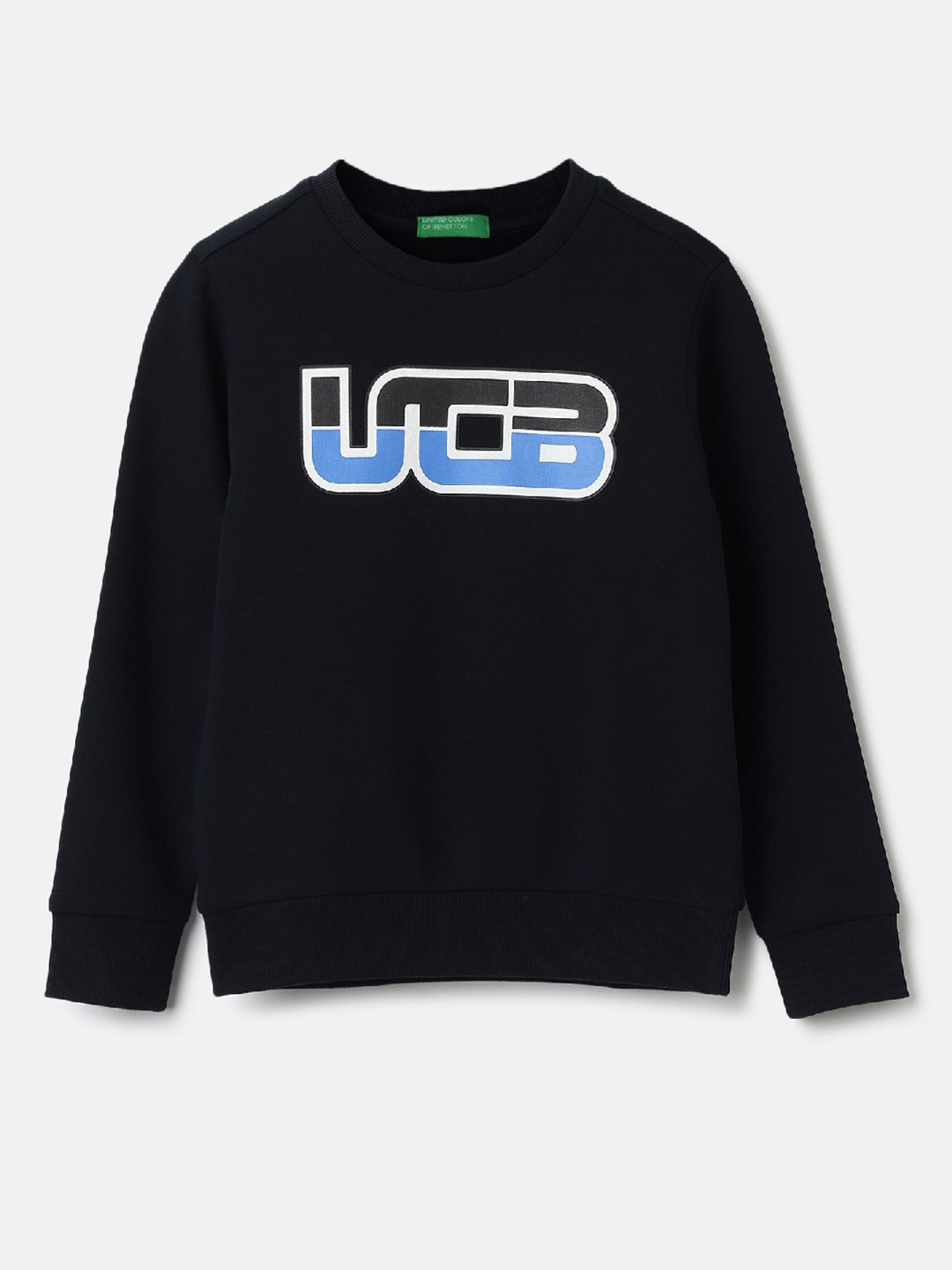 

United Colors of Benetton Boys Typography Printed Round Neck Sweatshirt, Blue
