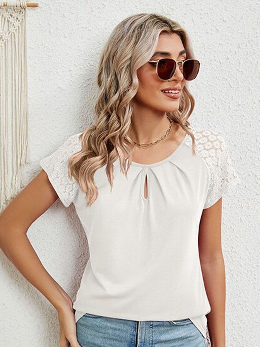 

Stylecast X KPOP Women Solid Round Neck Top, White