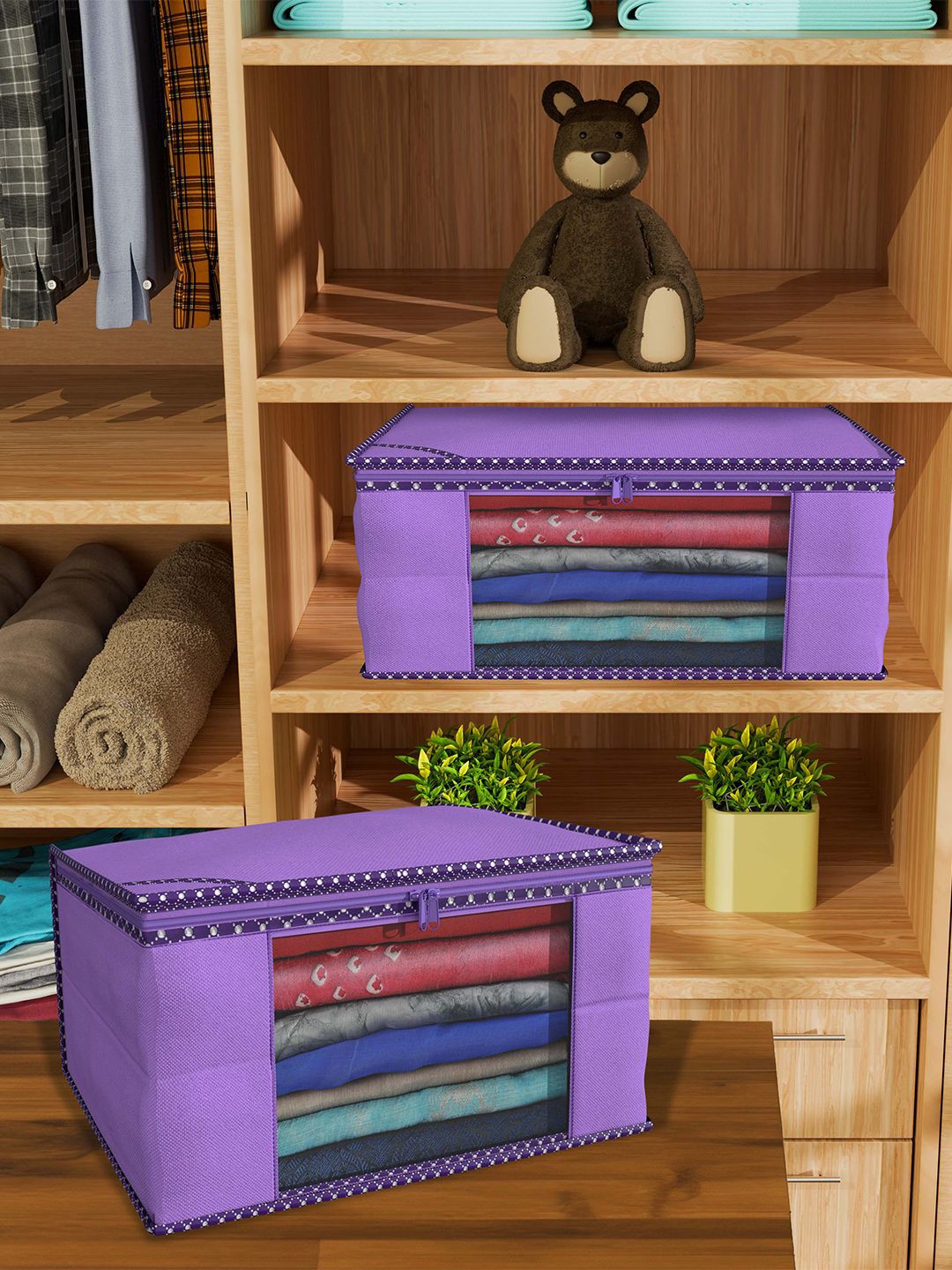 

Kuber Industries Purple & Black 24 Pieces Drawer Organisers