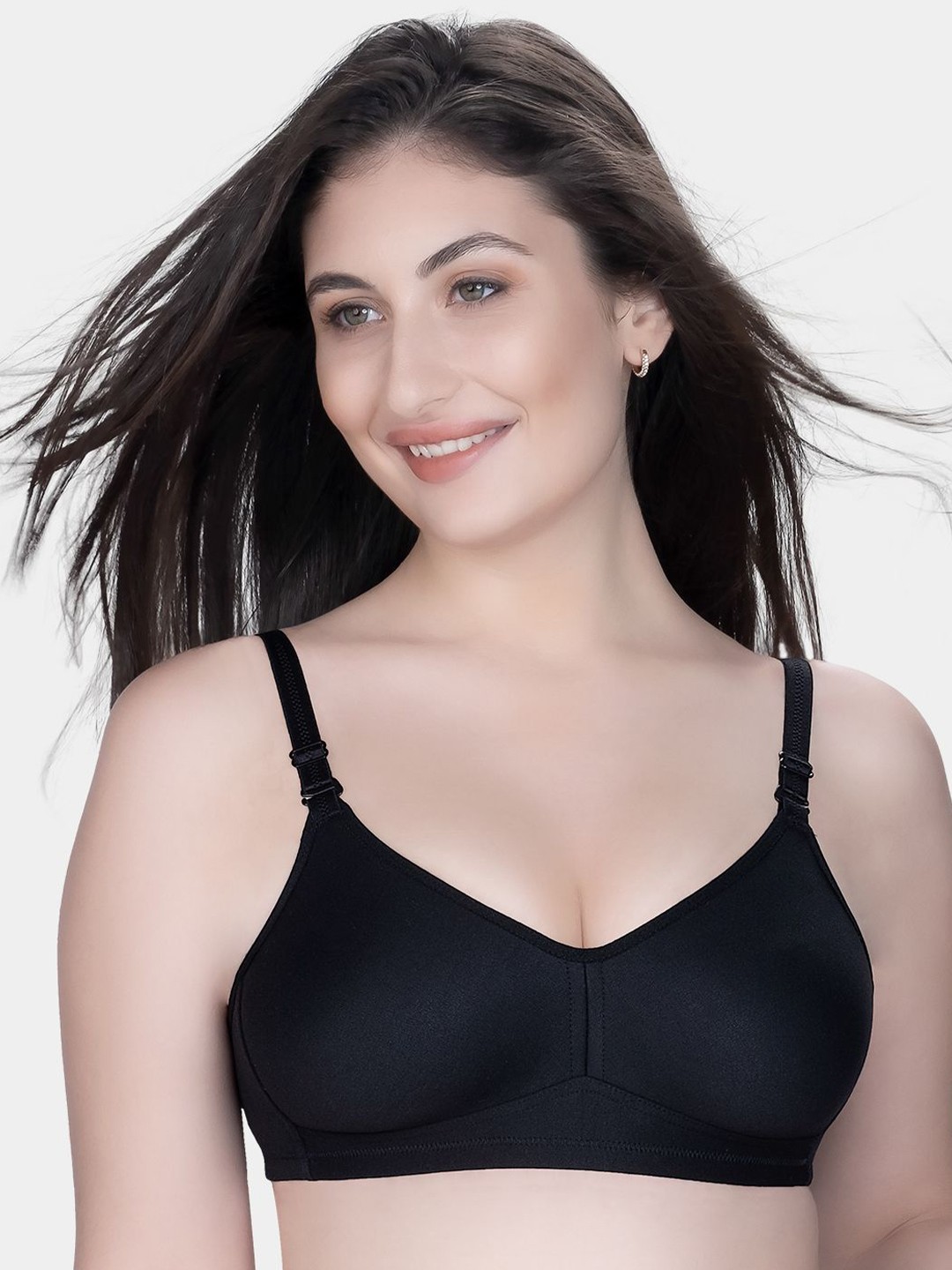 

Trylo Riza Minimizer Cotton Fabric Non-Padded Non-Wired Seamless Molded Bra, Black