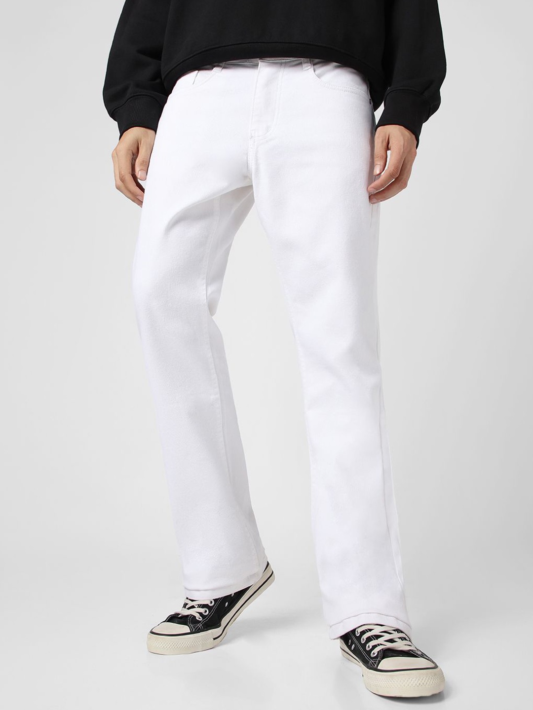 

Urbano Fashion Men Bootcut Low Distress Stretchable Jeans, White