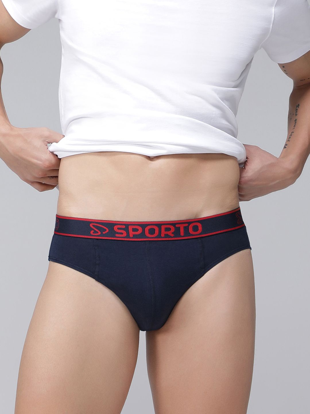 

SPORTO Cotton Mid-Rise Basic Briefs SP-BRI-M1010-NVY-S-1PC, Navy blue