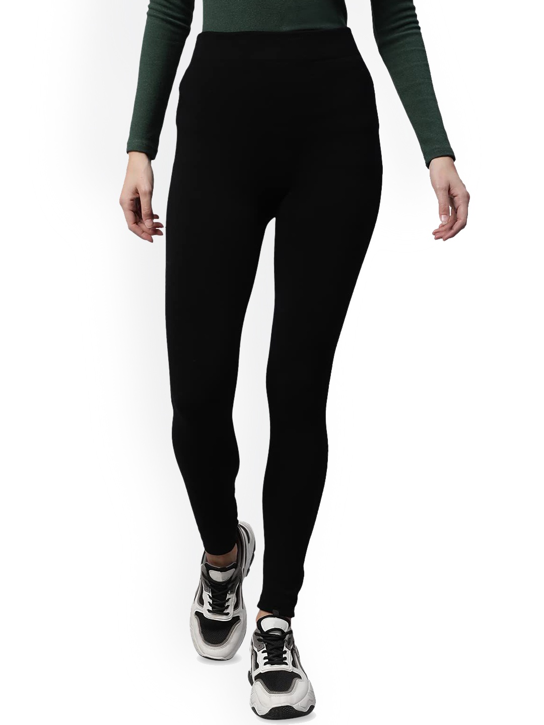 

Global Republic Solid High-Rise Ankle-Length Leggings, Black