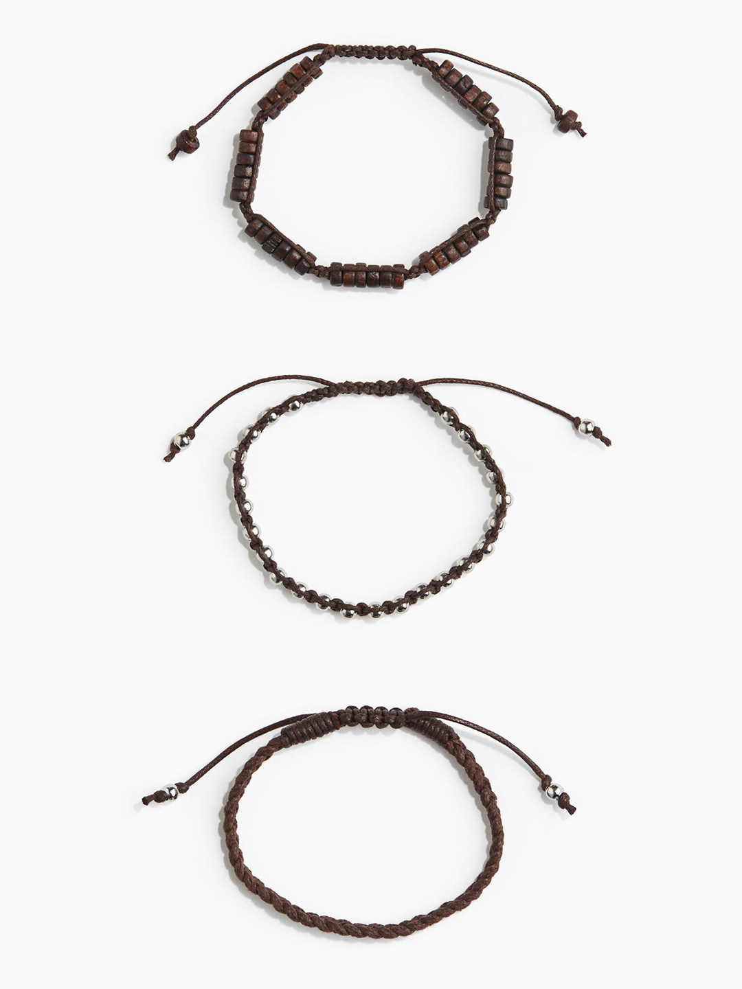 

H&M Men Set Of 3 Bracelets, Brown