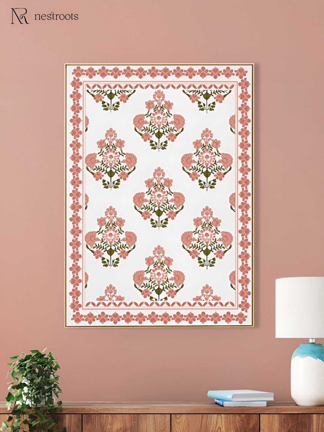 

nestroots White & Pink 1 Piece Canvas Abstract Wall Paintings