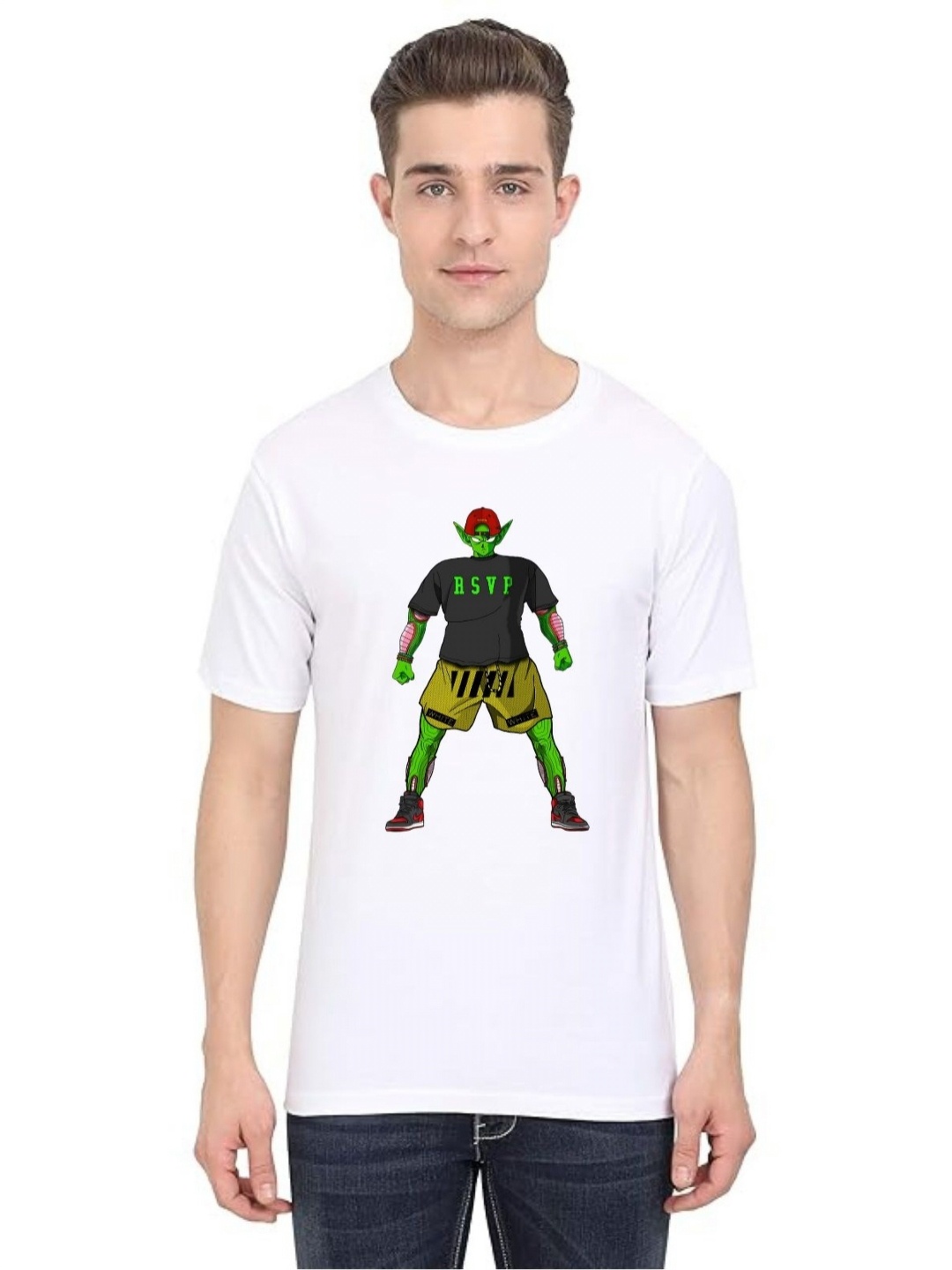

BAESD Men Printed Sublimation Applique T-shirt, White